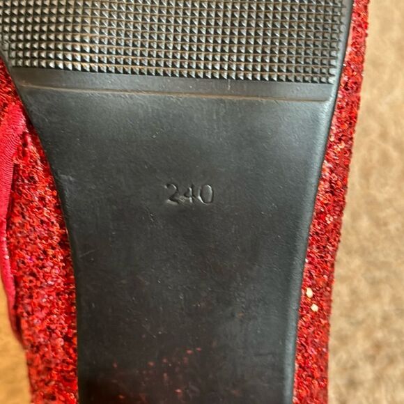 Women’s Red Glitter Covered Sparkly Chunky Heeled Boots Size 7.5 NEW - Picture 10 of 13